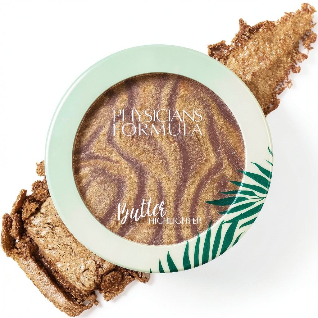 Physicians Formula Highlighter applied on cheekbones
