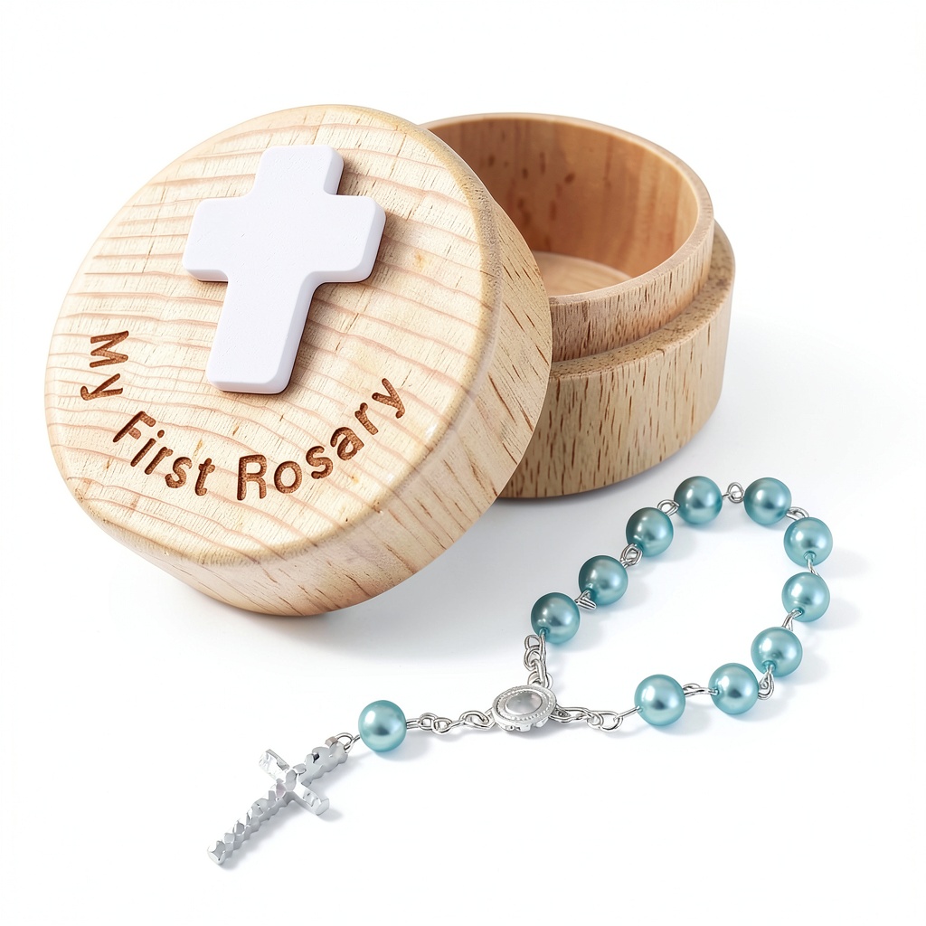 Baby blue rosary with blue rosary beads