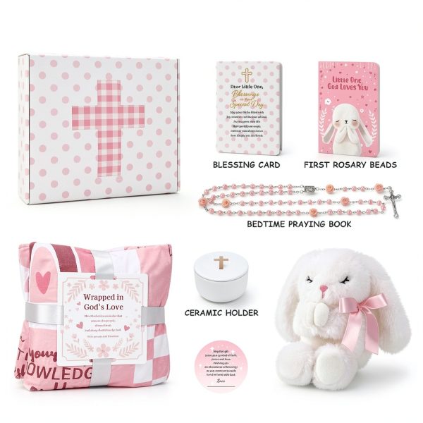 Cherish Baptism Gift Basket Sky Blue Cotton Set-6