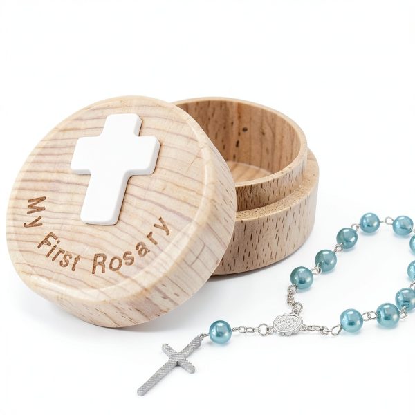 Baby Blue Rosary Portable Wood-6