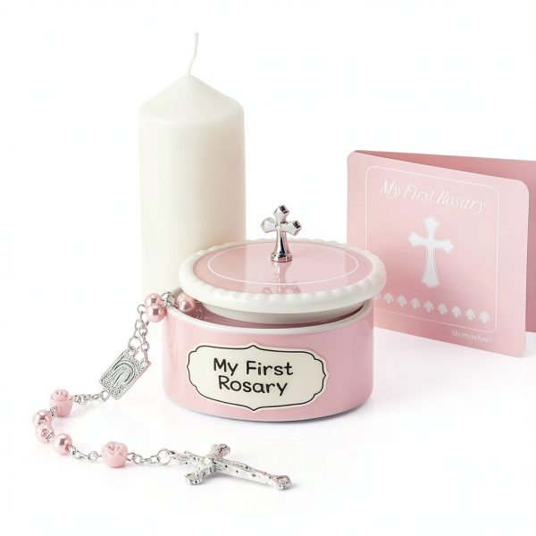BlueRosary Baby Baptism Rosary Ceramic Box Pink-1