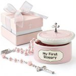BlueRosary Baby Baptism Rosary Ceramic Box Pink-0