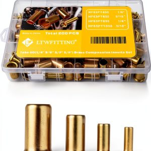 LTWFITTING Compression Inserts Kit 1/4 3/8 1/2 5/8 OD Brass Fittings-0