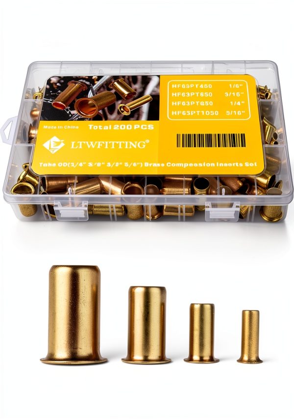 LTWFITTING Compression Inserts Kit 1/4 3/8 1/2 5/8 OD Brass Fittings-0