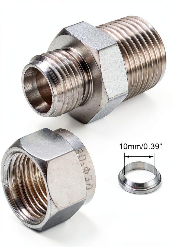Compression Tube Fitting uxcell 1/2 NPT Male Stainless Steel 3/8" OD-1