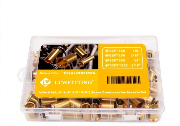 LTWFITTING Compression Inserts Kit 1/4 3/8 1/2 5/8 OD Brass Fittings-5