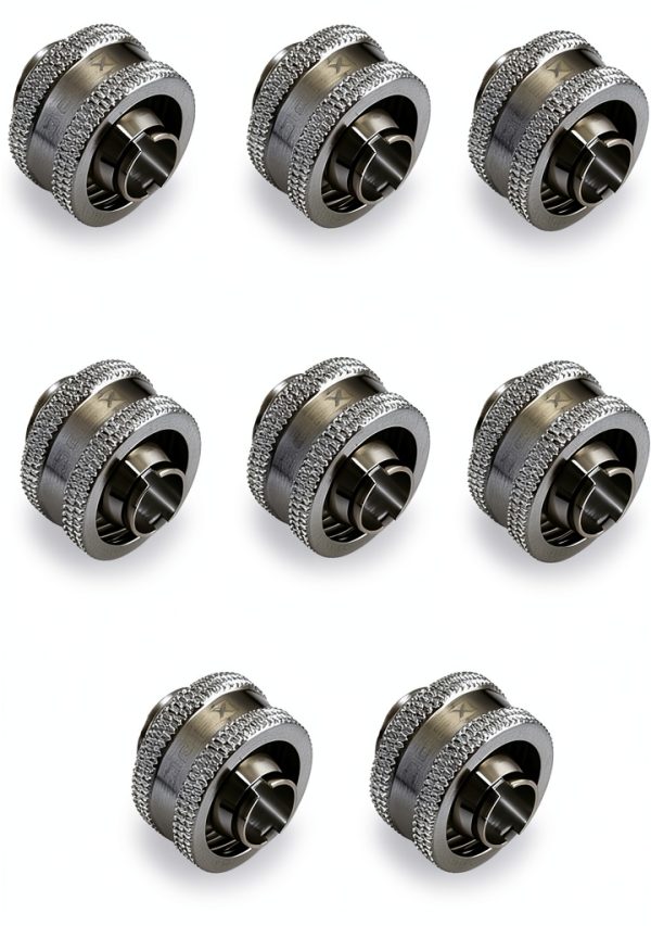 XSPC G1/4" to 3/8" ID Compression Fitting – Chrome Brass 8-Pack-0