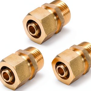 uxcell Brass Compression Tube Fitting Connector Adapter 14mm Tube OD X 1/2 G Male Gold Tone 3pcs-0